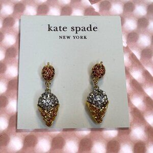 Kate Spade New York "What A Snack" pavé strawberry and ice cream drop earrings.